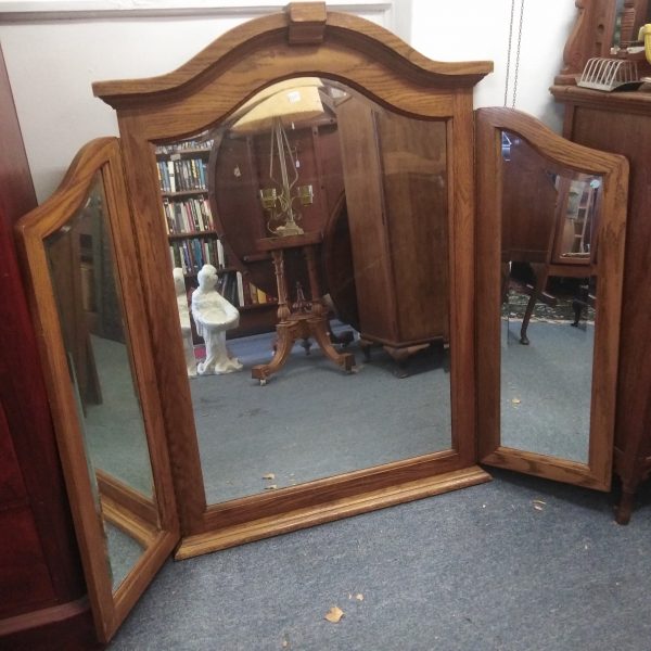 American Oak Mantle Place Mirror